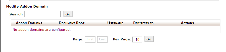 Addon Domain list